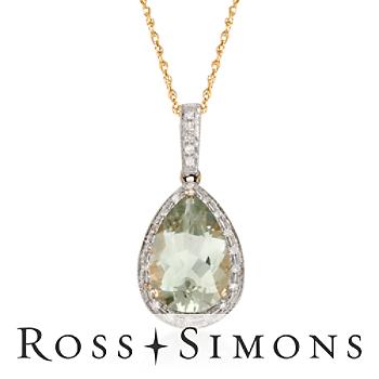 2.40ct Green Amethyst Drop Necklace, Diamonds In Gold. 20