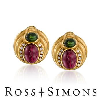 C. 1980 Vintage 27.50ct t.w. Tourmaline, .75ct t.w. Diamond Earrings