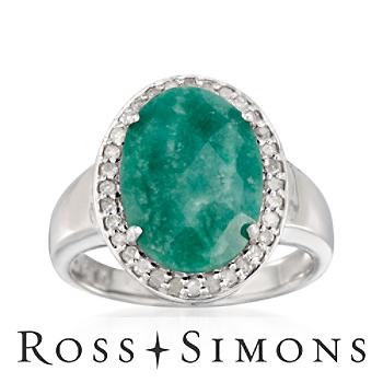 5.05 Carat Emerald and .30 ct. t.w. Diamond Ring In Sterling Silver