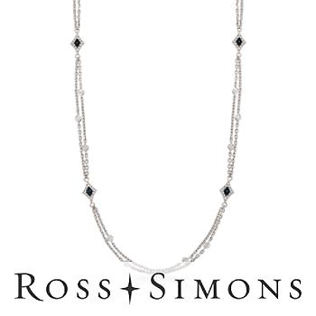 Blue and White Diamond Station Necklace In Sterling Silver. 18"