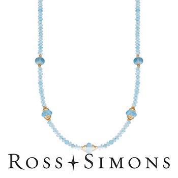 Topaz Bead Station Necklace In 14kt Yellow Gold. 18