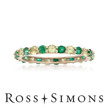 .50ct t.w. Emerald, .80ct t.w. Peridot Eternity Band in Gold peridot eternity band