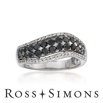 .95 ct. t.w. Black and White Diamond Ring In 14kt White Gold