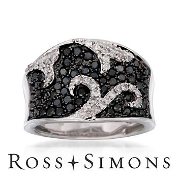 1.00 ct. t.w. Pave Black and White Diamond Ring In 14kt White Gold