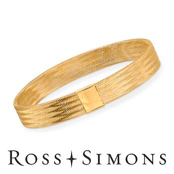 Italian 14kt Yellow Gold Mesh Bangle Bracelet. 8