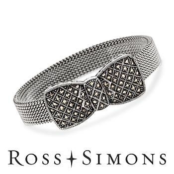 Marcasite Sterling Silver Mesh Bow Bracelet