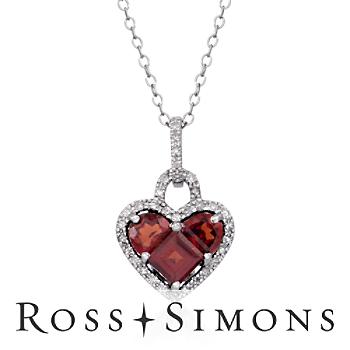 1.80 ct. t.w. Garnet and .20 ct. t.w. Diamond Heart Pendant Necklace In Sterling Silver. 18"