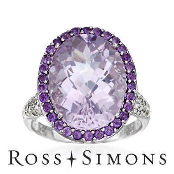 7.05ct Rose De France Amethyst Ring, .50ct t.w. Multi-Gems In Silver ross simons amethyst rings