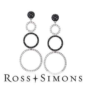 3.15ct t.w. Black, White Diamond Dangle Earrings In 14kt White Gold black and white diamond earrings