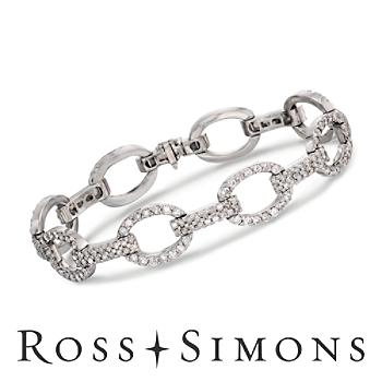 6.40 ct. t.w. Diamond Oval-Link Bracelet In 14kt White Gold. 7
