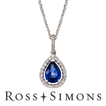 .75ct Sapphire, .15ct t.w. Diamond Pendant Necklace In Gold. 18