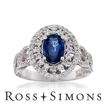 1.15 Carat Sapphire and .45 ct. t.w. Diamond Ring In 14kt White Gold