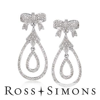 .70 ct. t.w. Diamond Bow Drop Earrings In 14kt White Gold