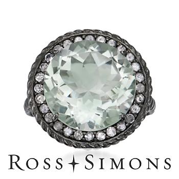 8.55ct Green Amethyst, .40ct t.w. Diamond Ring In Silver ross simons amethyst rings
