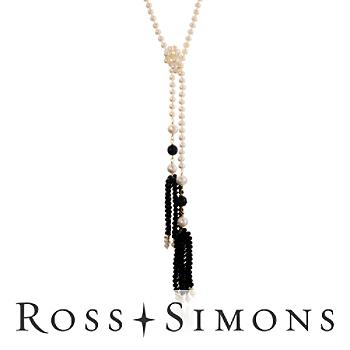 Cultured Pearl Lariat Necklace, Black Onyx Tassels In 14kt Yellow Gold