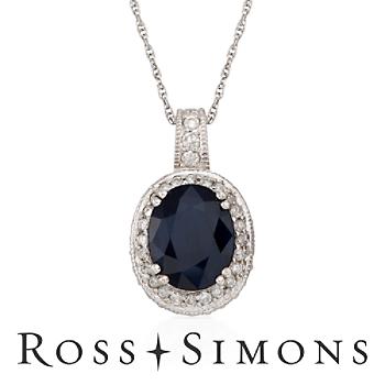 6.00ct Sapphire, 1.30ct t.w. Diamond Drop Necklace In Gold. 18