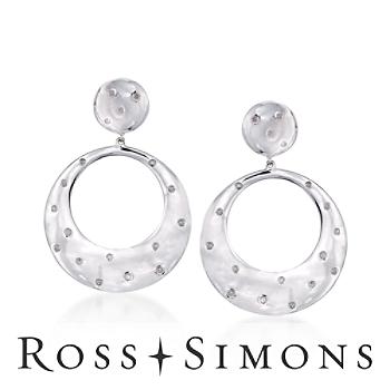 .50 ct. t.w. Diamond Drop Hoop Earrings In Sterling Silver