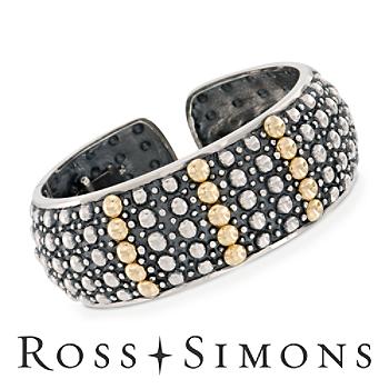 Two-Tone Beaded Cuff Bracelet. 7.5