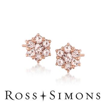 Morganite Floral Earrings In Vermeil. Post Earrings