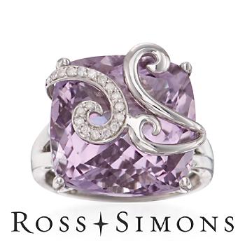 15.00ct Rose De France Amethyst, .10ct t.w. Diamond Ring In Silver ross simons amethyst rings