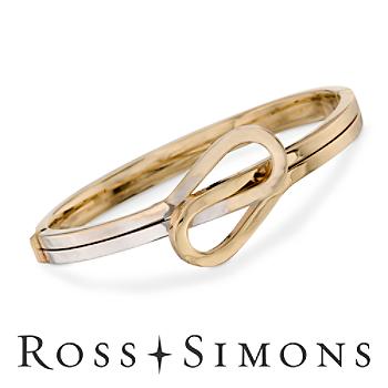 C. 1990 Vintage 14kt Two-Tone Gold Bangle Bracelet. 6.5