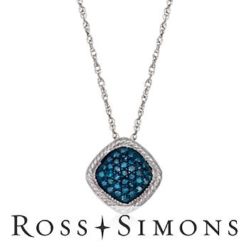 .25 ct. t.w. Blue Diamond Pendant Necklace in Sterling Silver. 18"