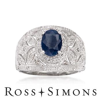2.00 Carat Sapphire and .10 ct. t.w. Diamond Ring In Sterling Silver