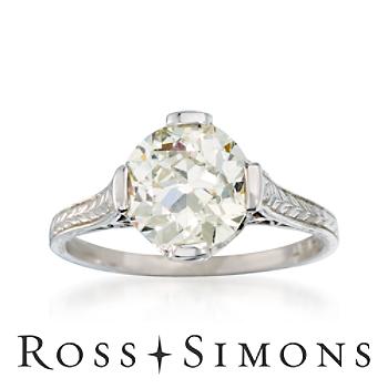 C. 1990 Vintage 2.32ct Diamond Solitaire Ring In Platinum. Size 5.5