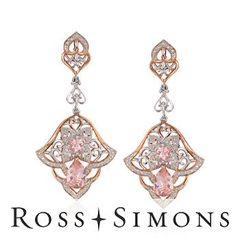 2.30ct t.w. Morganite, .20ct t.w. Diamond Earrings In Silver
