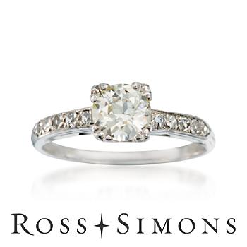 C. 1990 Vintage 1.03ct Diamond Engagement Ring, .25ct t.w. Diamonds. Size 8