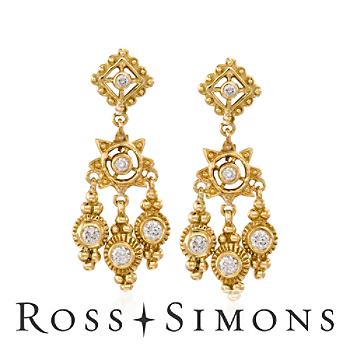C. 1990 Vintage .65 ct. t.w. Diamond Earrings In 18kt Yellow Gold