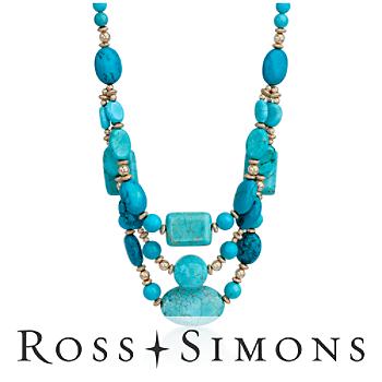 Turquoise Bib Necklace In 14kt Yellow Gold