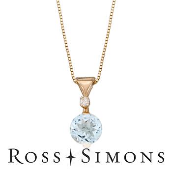 .75ct Aquamarine Pendant Necklace, Diamond In Gold. 16"