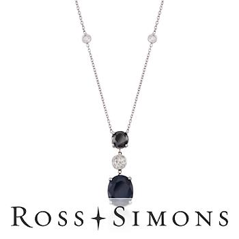 1.90ct t.w. Black, White Diamond, 4.00ct t.w. Sapphire Necklace. 20