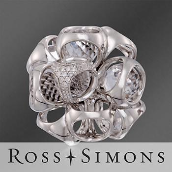 Di Modolo Rock Crystal, Diamond Cluster Ring In Silver. Size 7