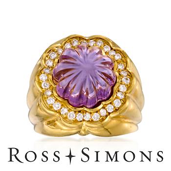 C. 1990 Vintage 7.70 Amethyst, .50ct t.w. Diamond Ring. Size 6.25 vintage amethyst rings