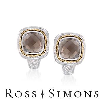 15.00 ct. t.w. Smoky Quartz Earrings In Two-Tone