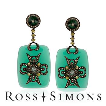 Green Onyx and Diamond Statement Earrings In Two-Tone