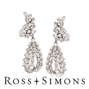 C 1960. Vintage 25.60ct t.w. Diamond Drop Earrings. Clip Earrings