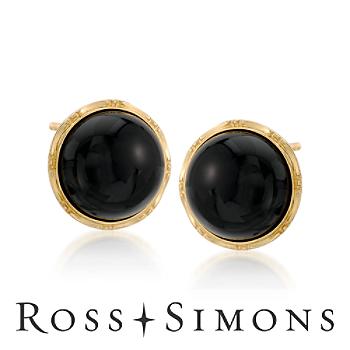 Opaque Black Onyx Stud Earrings In 14kt Yellow Gold