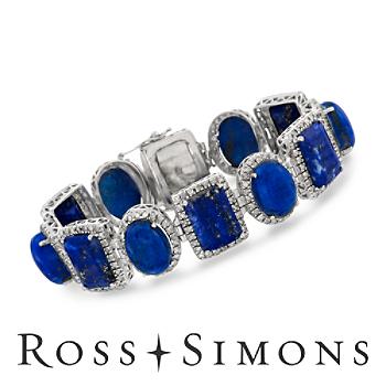 Blue Lapis and Diamond Geometric Bracelet In Sterling Silver. 7