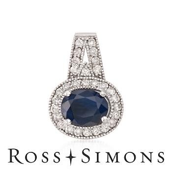 3.30ct Sapphire, 1.00ct t.w. Diamond Pendant In 14kt White Gold