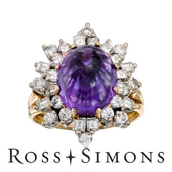 C. 1960 Vintage 7.00ct Amethyst, 1.50ct t.w. Diamond Ring. Size 7.5 vintage amethyst rings
