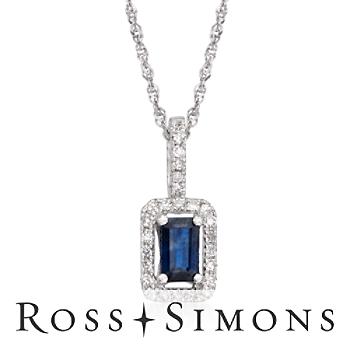 .30ct Sapphire, .10ct t.w. Diamond Pendant Necklace In Gold. 18