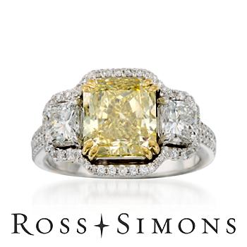 3.27ct Fancy Yellow Diamond Engagement Ring, 1.42ct t.w. Diamonds