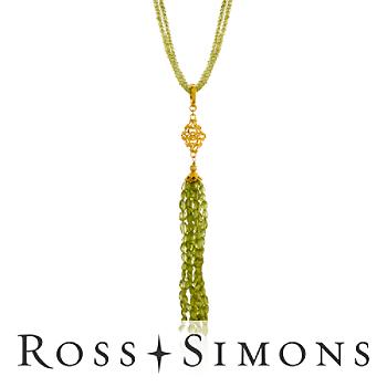 136.60 ct. t.w. Peridot Bead Tassel Necklace In Vermeil. 17