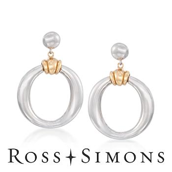 Two-Tone Drop Hoop Earrings