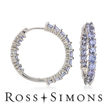 3.20 ct. t.w.Tanzanite In-And-Out Hoop Earrings In Sterling Silver