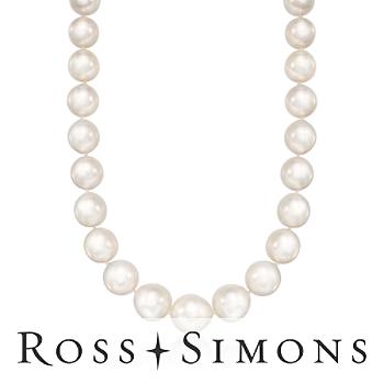 12-14mm South Sea Pearl Necklace, Diamonds In Gold. 18