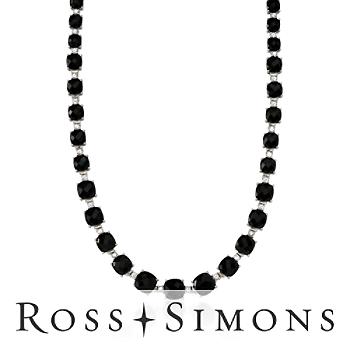 Black Agate, 3.60ct t.w. White Sapphire Necklace In Silver sapphire necklace